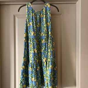 Blue Lemon Print Sleeveless Dress